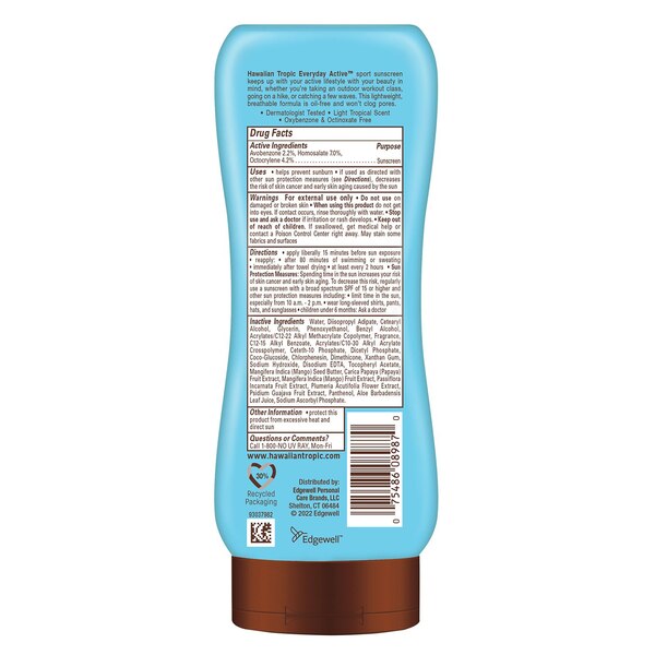 Hawaiian Tropic Island Sport Lotion Sunscreen, 8 OZ