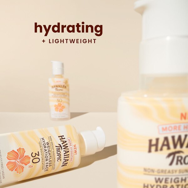 Hawaiian Tropic Silk Hydration Weightless Face Sunscreen Lotion, SPF 30