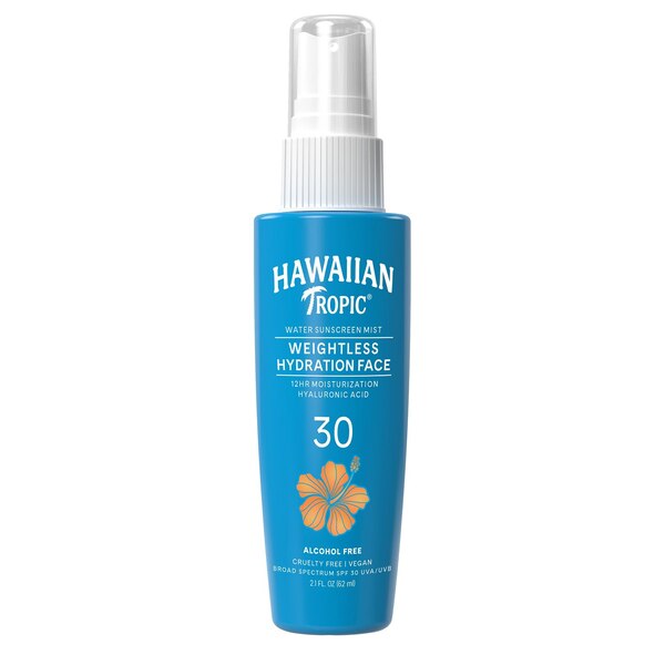 Hawaiian Tropic Weightless Hydration Water Mist for Face, SPF 30, 2.1 OZ