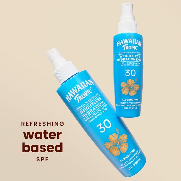 Hawaiian Tropic Weightless Hydration Water Mist for Face, SPF 30, 2.1 OZ