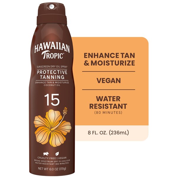 Hawaiian Tropic Dry Oil Tanning Spray, SPF 15, 6 OZ
