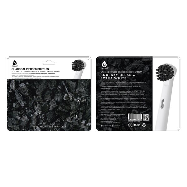 Pursonic Charcoal Infused Replacement Heads Fits Oral B, 6 CT