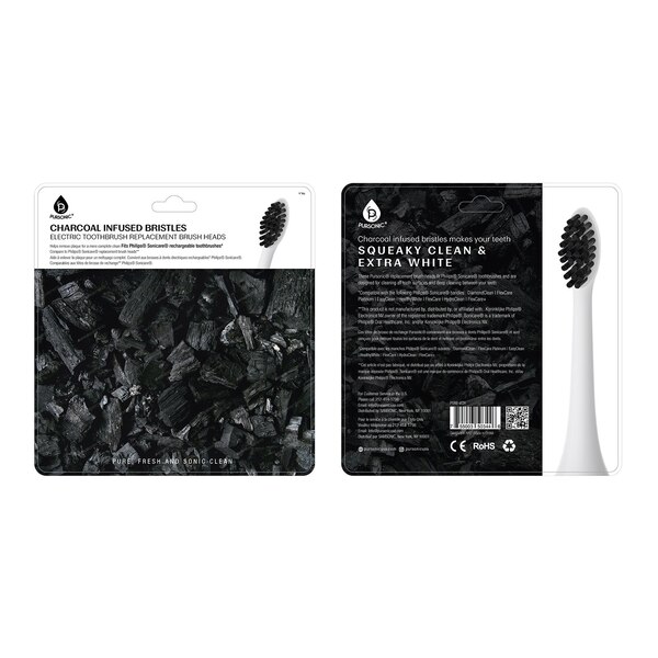 Pursonic Charcoal Infused Replacement Heads, 6 CT