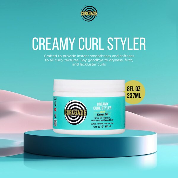 Curldaze Creamy Curl Styler with Kukui Oil, 12 OZ