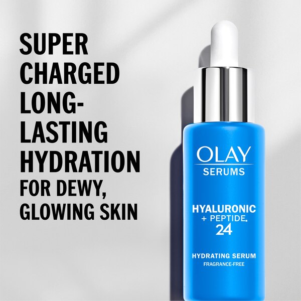 Olay Hyaluronic + Peptide 24 Serum, Fragrance-Free, 1.3 OZ