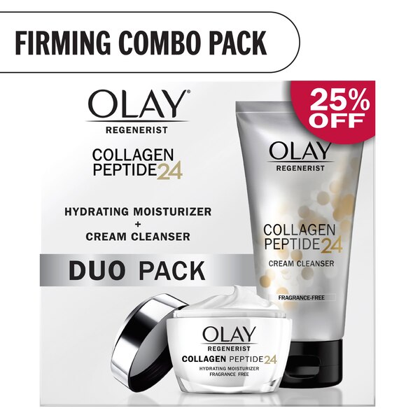 Olay Regenerist Collagen Peptide 24 - Gel de limpieza para el rostro + hidratante, paquete doble