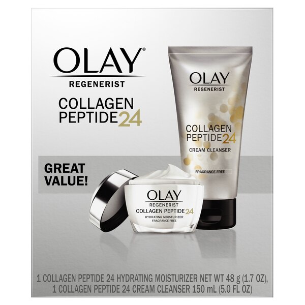 Olay Regenerist Collagen Peptide 24 - Gel de limpieza para el rostro + hidratante, paquete doble