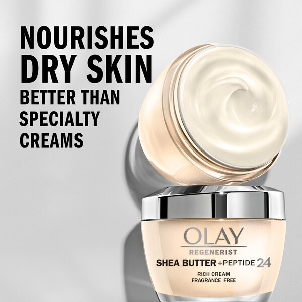 Olay Regenerist Shea Butter + Peptide 24 Face Moisturizer, Fragrance-Free, 1.7 OZ