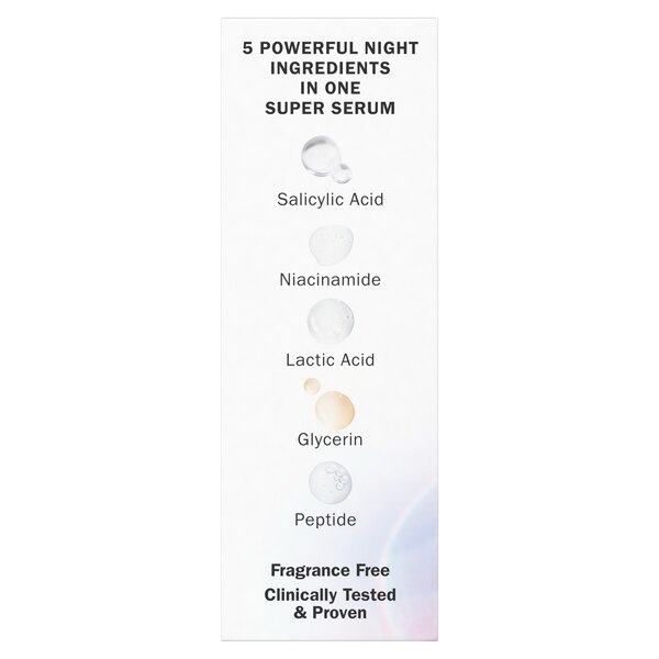 Olay Super Serum Night Repair 5-in-1 Lightweight Skin Cell Renewing Face Serum, 1.0 fl oz