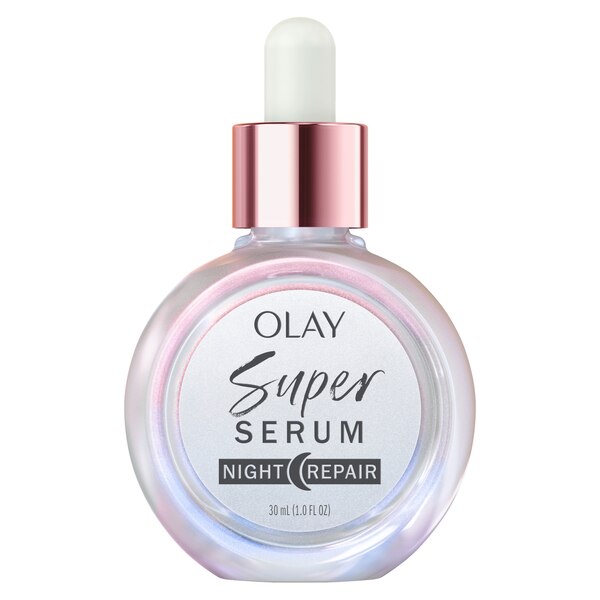 Olay Super Serum Night Repair 5-in-1 Lightweight Skin Cell Renewing Face Serum, 1.0 fl oz
