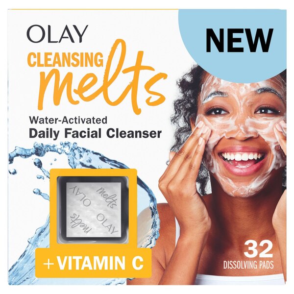 Olay Melts Water-Activated Daily Facial Cleanser With Vitamin C, 32 CT
