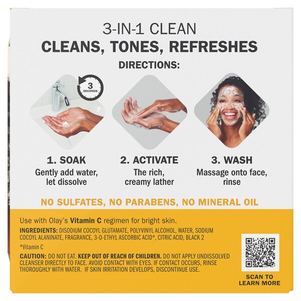Olay Melts Water-Activated Daily Facial Cleanser With Vitamin C, 32 CT
