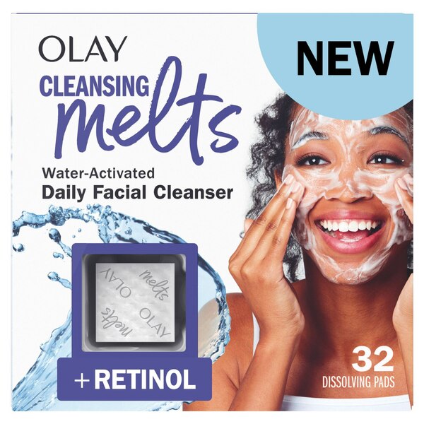 Olay Melts Water-Activated Daily Facial Cleanser With Retinol, 32 CT