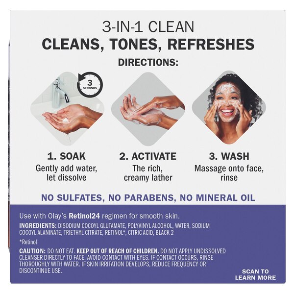 Olay Melts Water-Activated Daily Facial Cleanser With Retinol, 32 CT