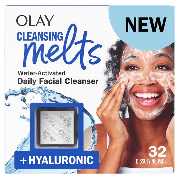 Olay Melts Water-Activated Daily Facial Cleanser With Hyaluronic Acid, 32 CT