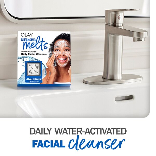 Olay Melts Water-Activated Daily Facial Cleanser With Hyaluronic Acid, 32 CT
