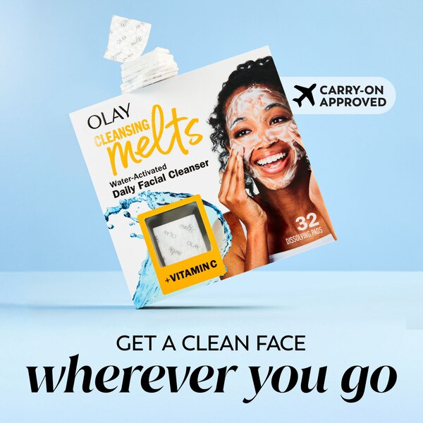 Olay Melts Water-Activated Daily Facial Cleanser With Vitamin C, 12 CT