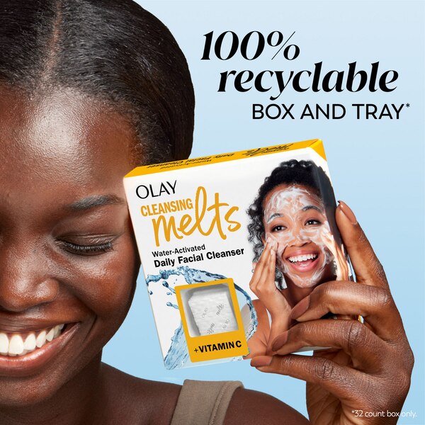 Olay Melts Water-Activated Daily Facial Cleanser With Vitamin C, 12 CT