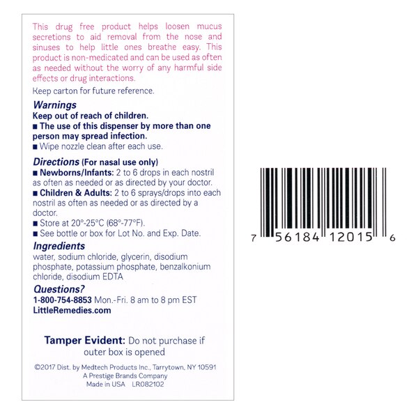 Little Remedies Saline Spray and Drops, Safe for Newborns