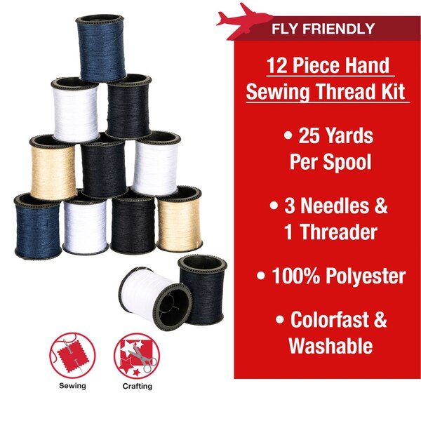 Singer Hand Sewing Repair Kit, Neutral Colors, 12 Spools
