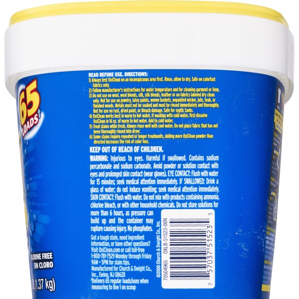 Oxiclean Versatile Stain Remover, 3 lb Bucket