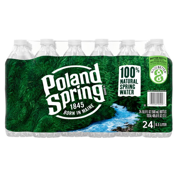 Poland Spring 100% Natural Spring Water Plastic Bottle, 24 ct, 16.9 oz
