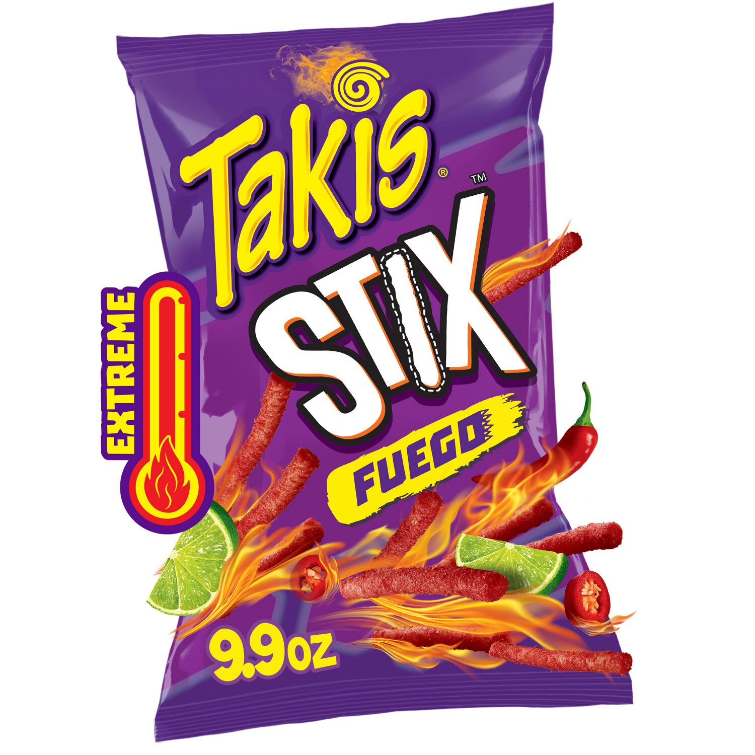 Takis Fuego Stix Hot Chili Pepper & Lime Flavored Spicy Corn Chips, 9.9 oz