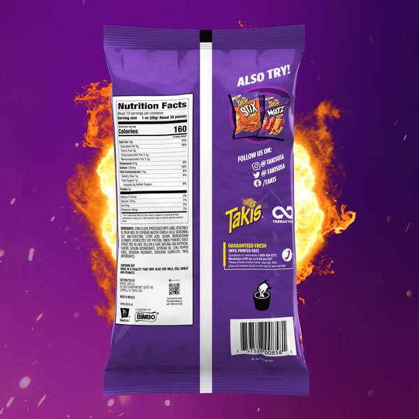 Takis Fuego Stix Hot Chili Pepper & Lime Flavored Spicy Corn Chips, 9.9 oz