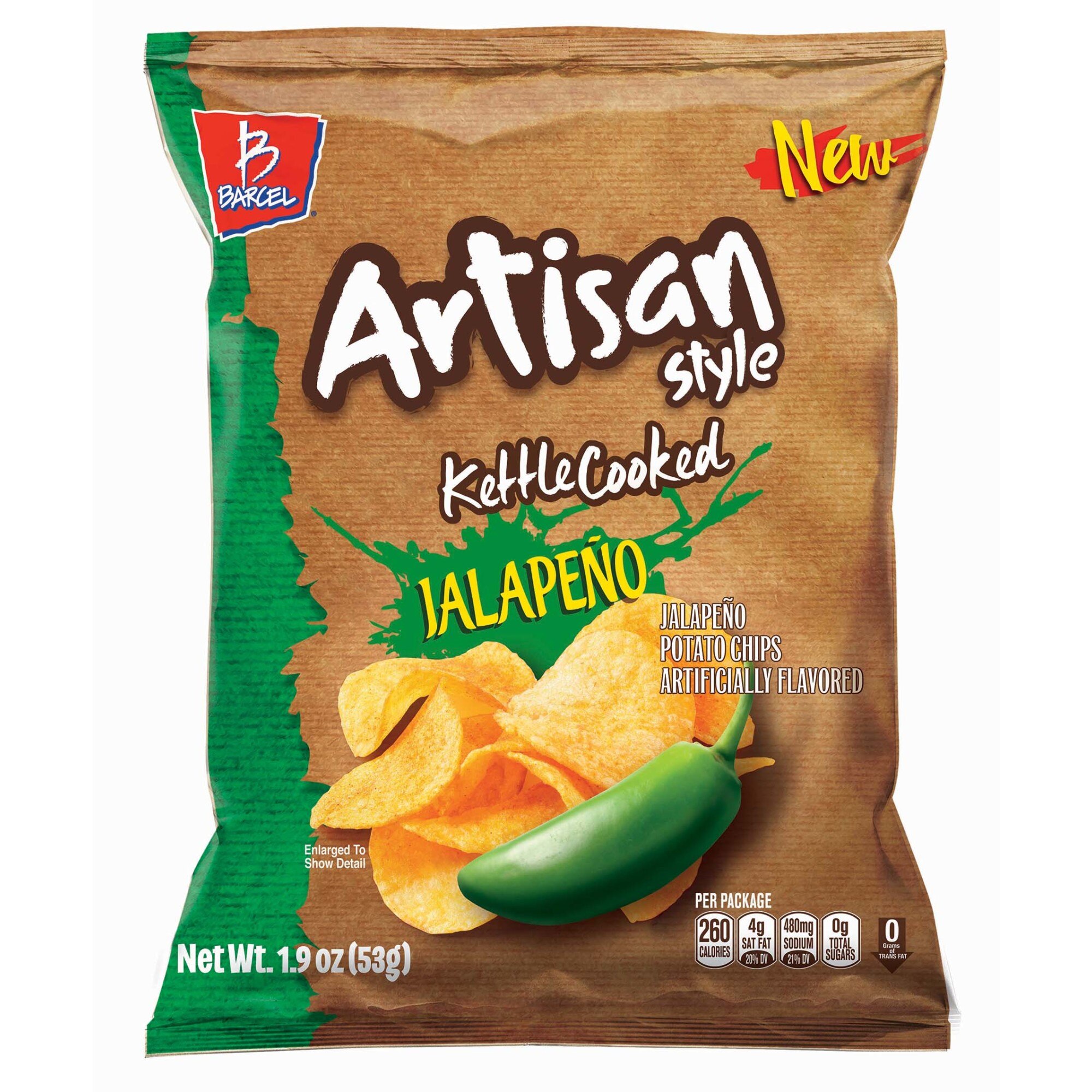 Barcel Artisan Style Jalapeno Kettle Potato Chips, 1.9 OZ