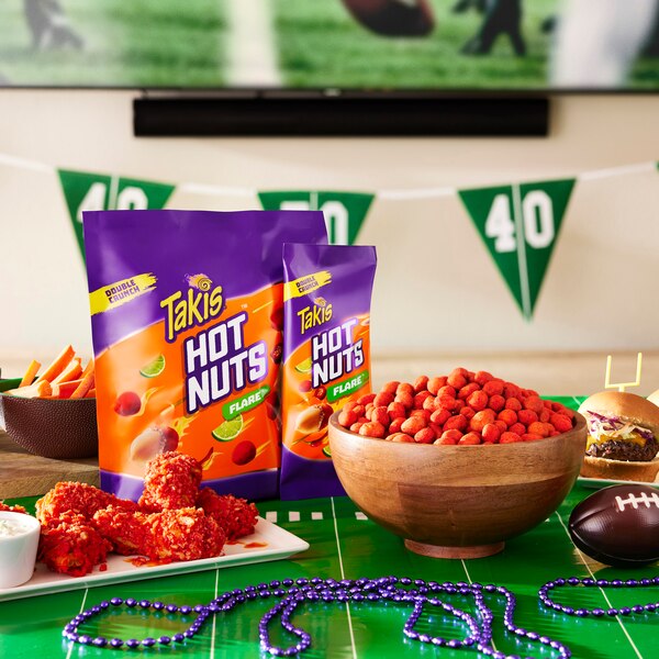 Takis Flare Hot Nuts Pouch, Chili Pepper & Lime Flavored Spicy Double-Crunch Peanuts, 3.2 oz