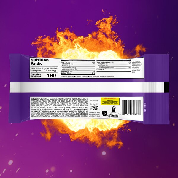 Takis Flare Hot Nuts Pouch, Chili Pepper & Lime Flavored Spicy Double-Crunch Peanuts, 3.2 oz