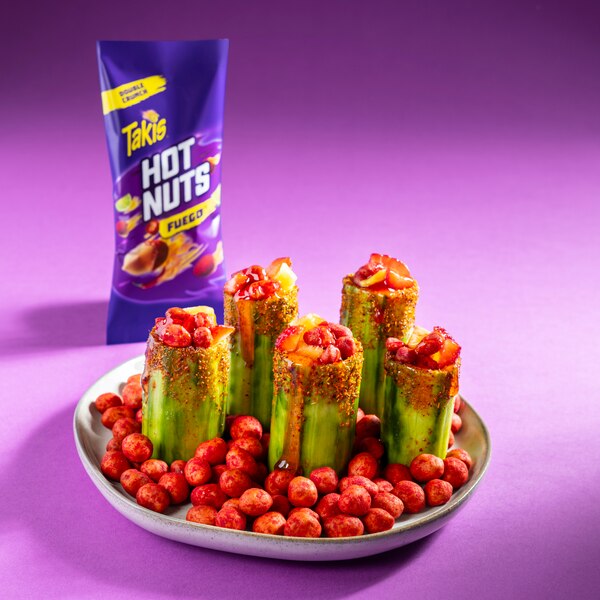Takis Flare Hot Nuts Pouch, Chili Pepper & Lime Flavored Spicy Double-Crunch Peanuts, 3.2 oz