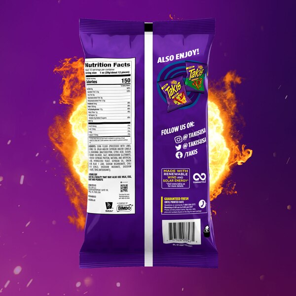 Takis Blue Heat Rolls  Hot Chili Pepper Flavored Spicy Tortilla Chips, 9.9 oz