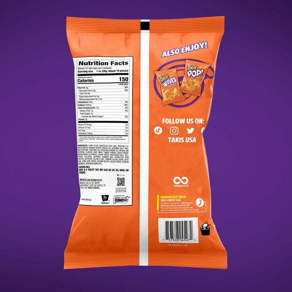 Takis Intense Nacho Rolls Nacho Cheese Flavored Cheesy Tortilla Chips, 9.9 oz