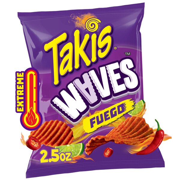 Takis Fuego Waves Hot Chili Pepper & Lime Flavored Spicy Wavy Potato Chips