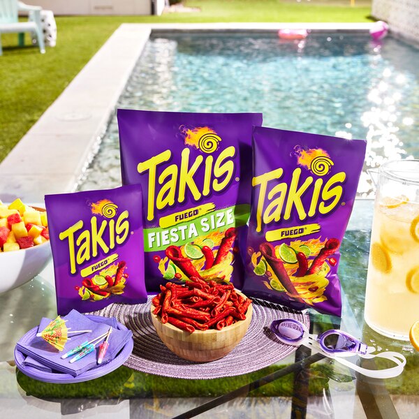 Takis Fuego Rolls Hot Chili Pepper & Lime Flavored Spicy Tortilla Chips, 3.25 oz