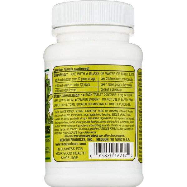 Swiss Kriss Natural Herbal Laxative Tablets, 120 CT
