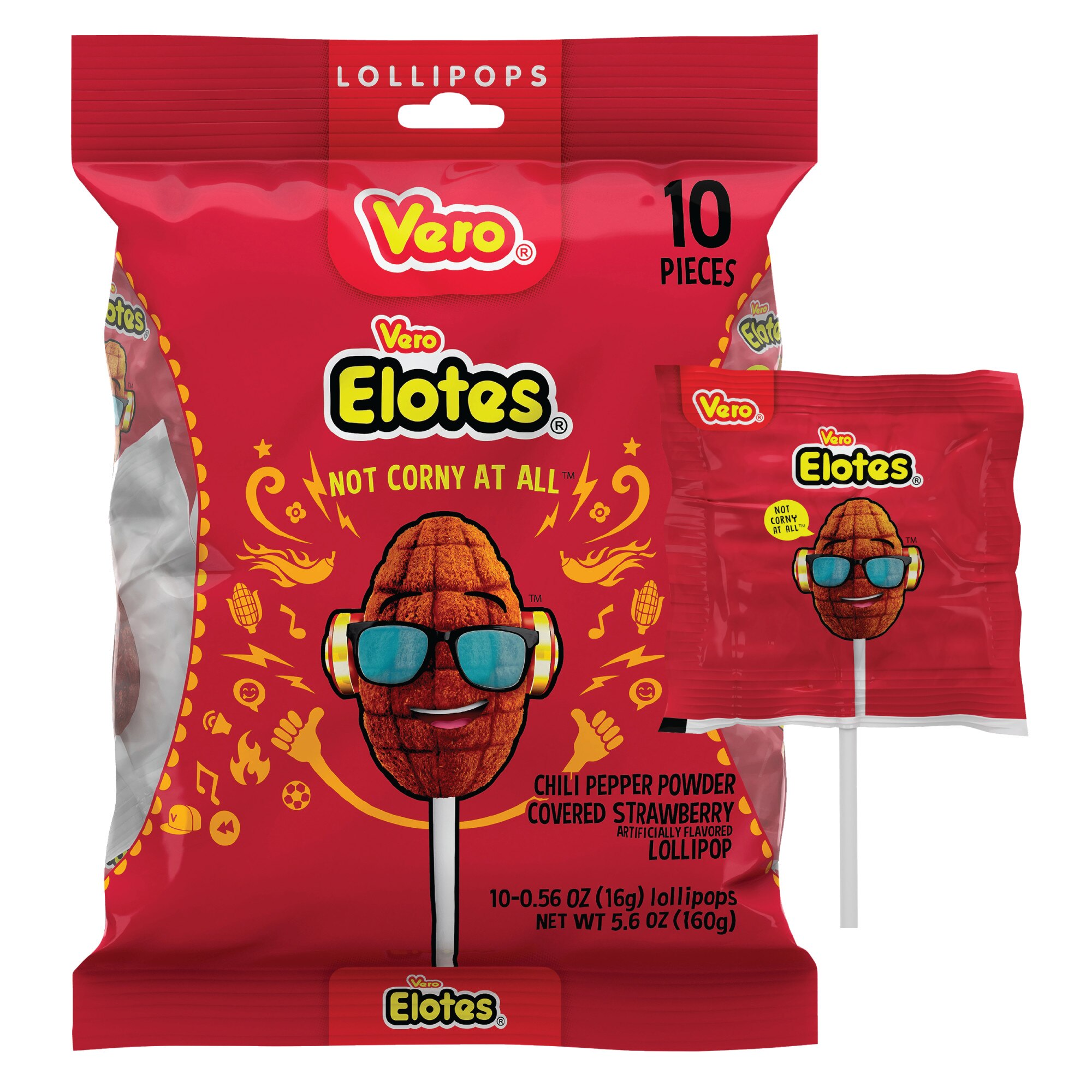 Vero Elotes Strawberry Lollipop, 5.9 OZ