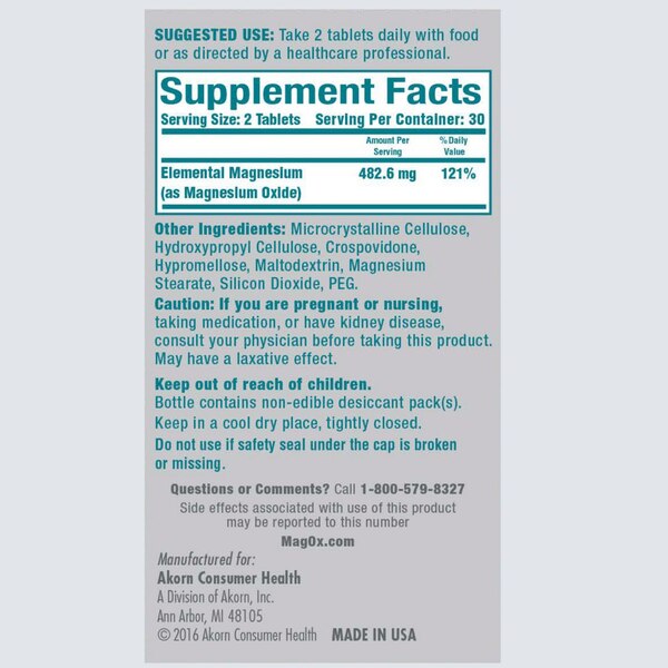 Magox Magnesium Oxide Tablets, 400 mg, 60 CT