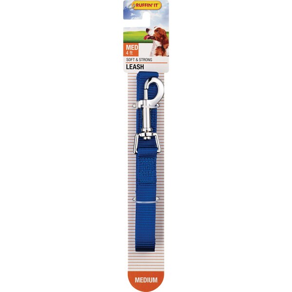 Ruffin' It Medium 4' Dog Leash, Assorted Colors