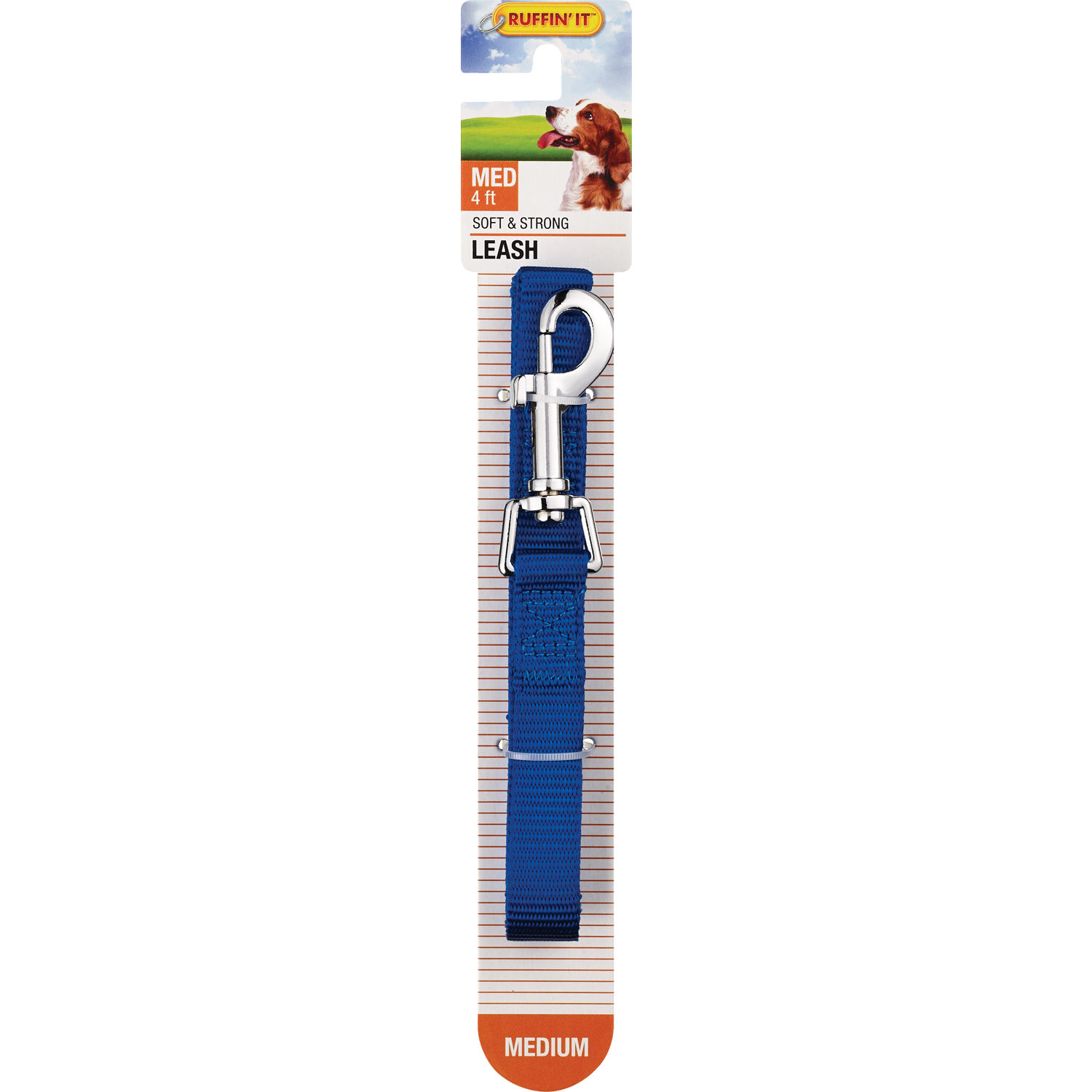 Ruffin' It Medium 4' Dog Leash, Assorted Colors