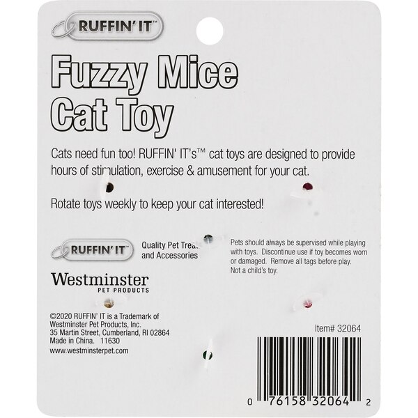Pet Central Colorful Mice Cat Toys, 3 ct