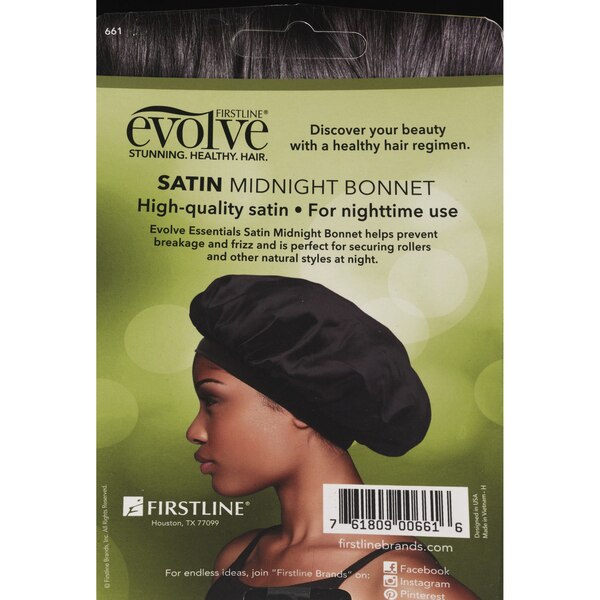 Firstline Evolve Essentials Satin Midnight Bonnet, Black