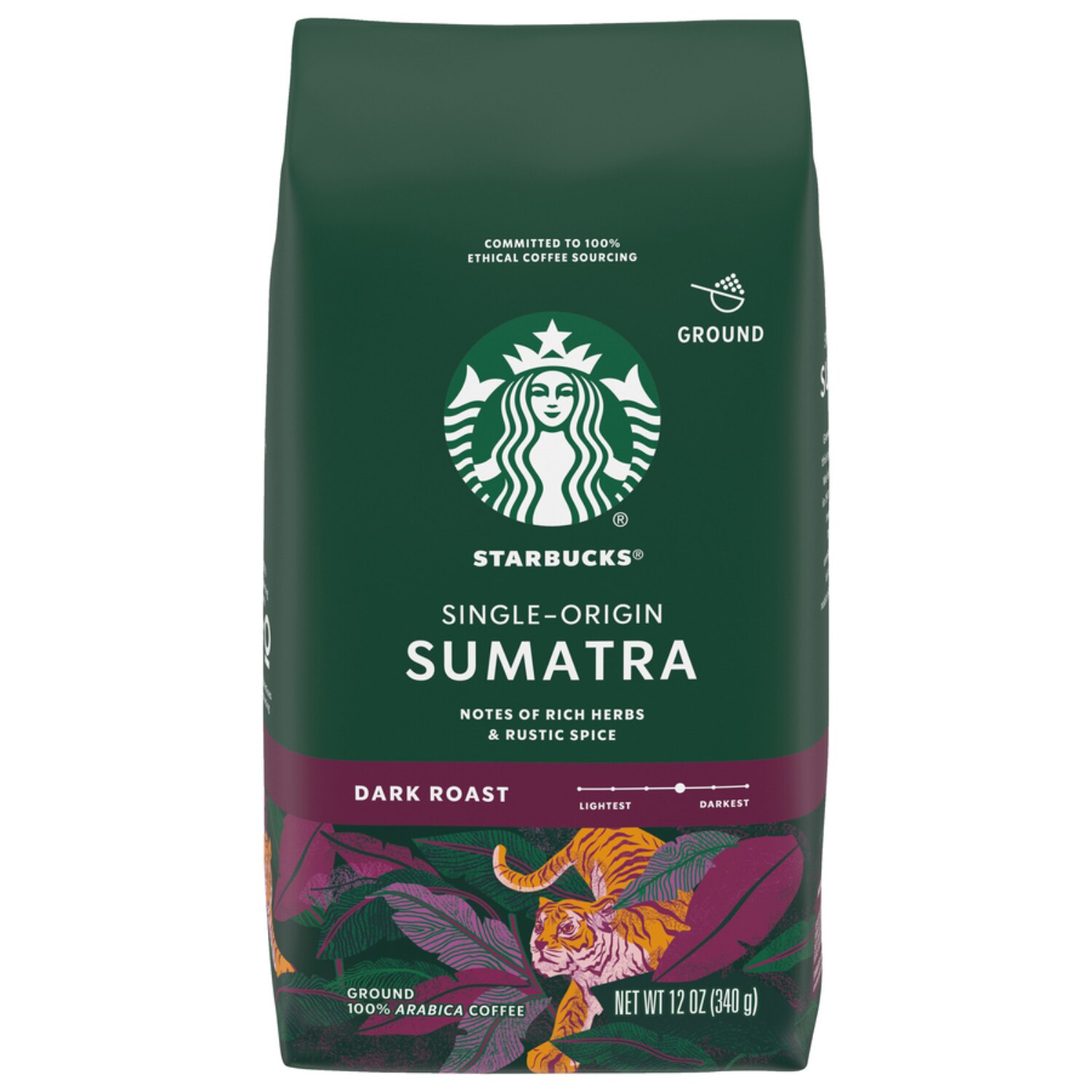 Starbucks Sumatra Dark Ground Arabica Coffee, 12 oz