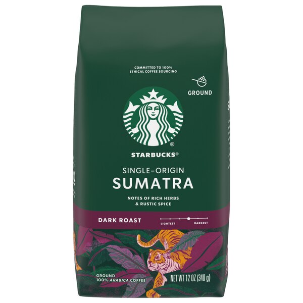 Starbucks Sumatra Dark Ground Arabica Coffee, 12 oz