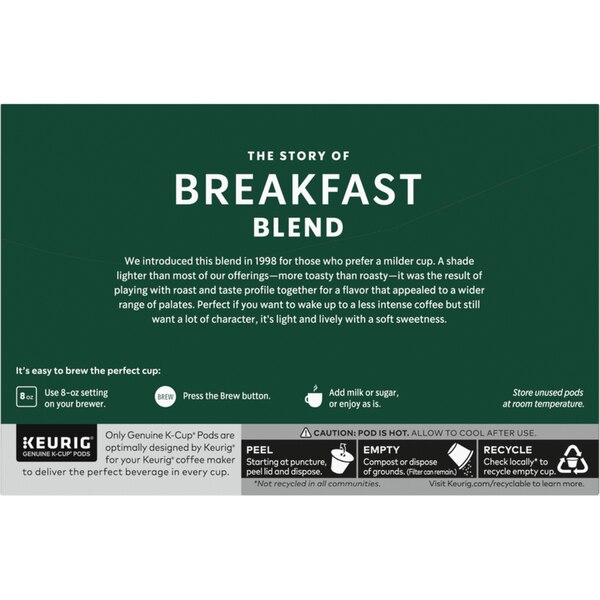 Starbucks Breakfast Blend K-Cup Pods, 10 ct