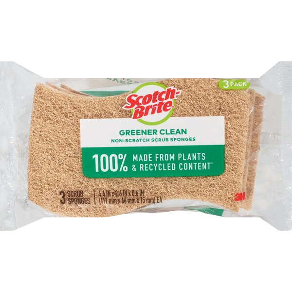 Scotch-Brite Non-Scratch Scrub Sponges, Greener Clean 3 Reusable Money Saving Choice