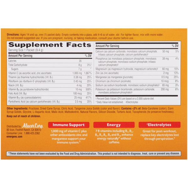 Emergen-C 1,000mg Vitamin C Tangerine Fizzy Drink Mix