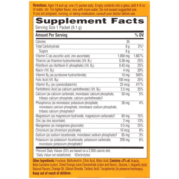 Emergen-C 1,000mg Vitamin C Supplement, Super Orange, 10 CT