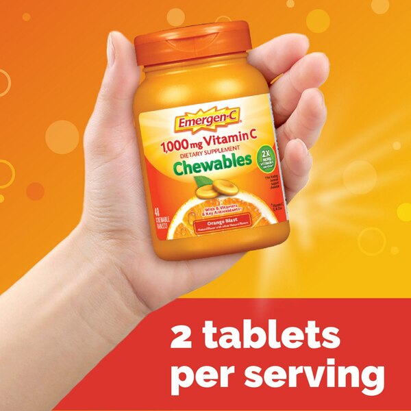 Emergen-C - Tableta masticable sabor naranja, 40 u.